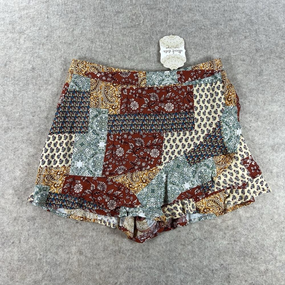 NWT Altar'd State Patchwork Ruffle Boho Skort - Size Small